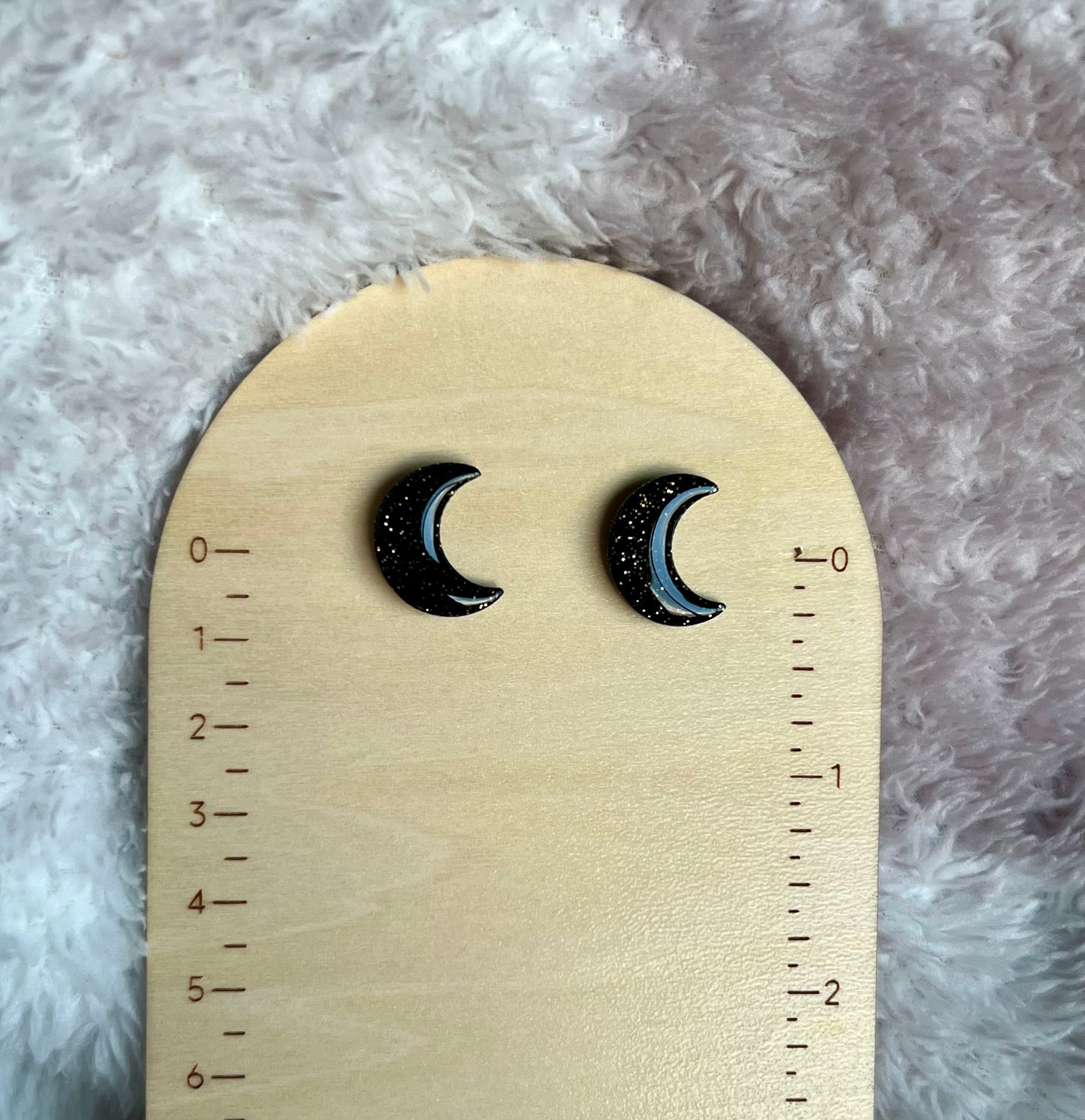 Glittered Moon Studs