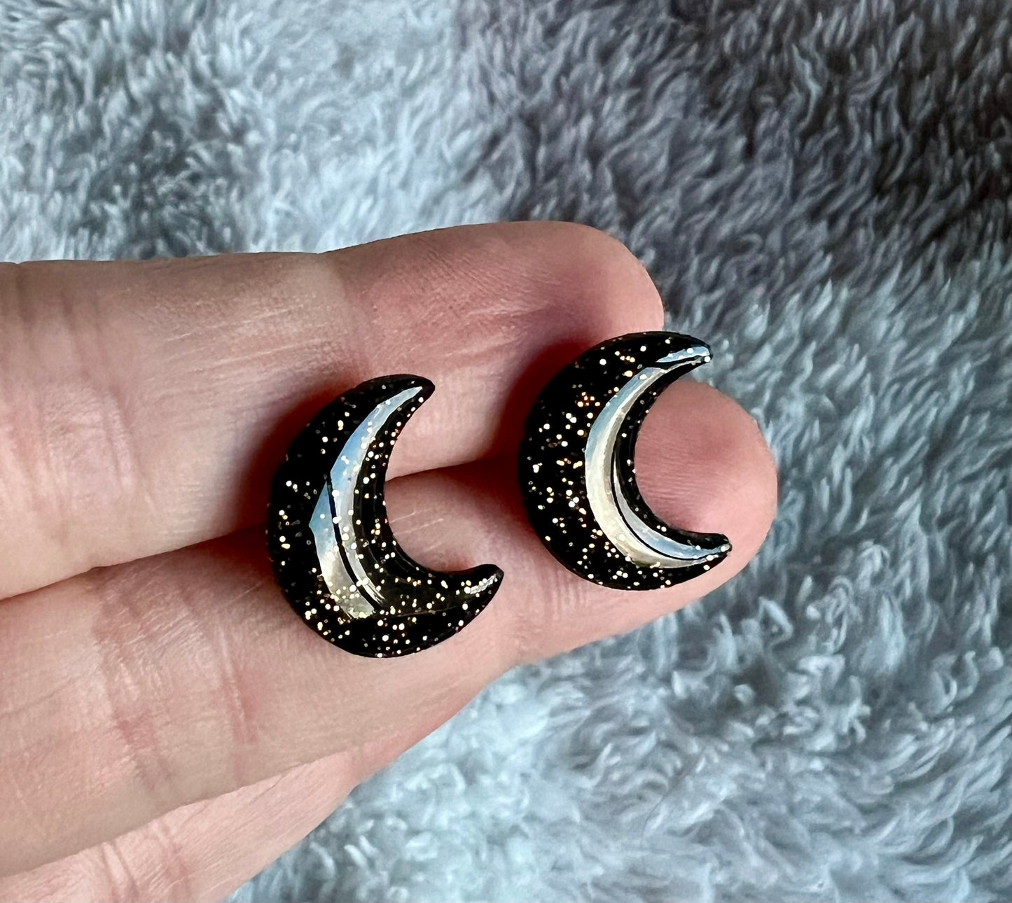 Glittered Moon Studs